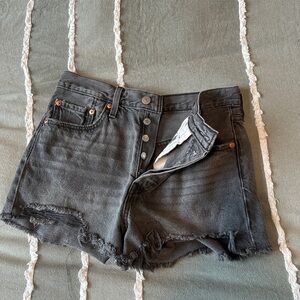 Levi's 501 Black Jean Shorts High-Waisted Button Fly